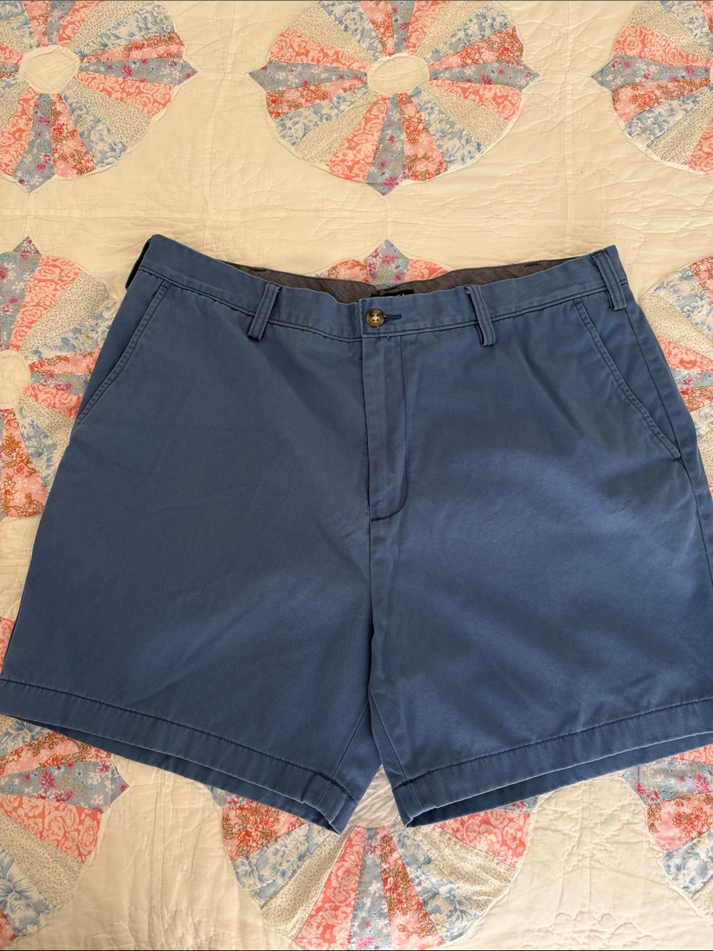 Nautica Navy Flat-Front Cotton Blend Shorts